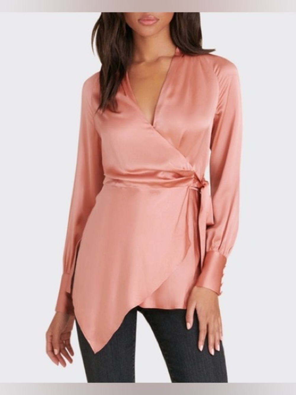 NWT $495 Veronica Beard Viv Silk Charmeuse Wrap Top Rosewood Sz 0